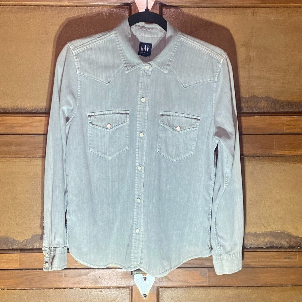 GAP Denim Western Style Sage Green Shirt